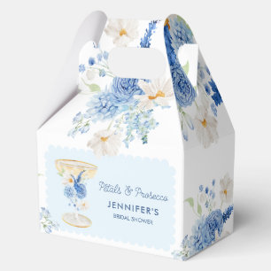 Caja Para Regalos Pétalos Azules y Bridal Shower Floral Prosecco