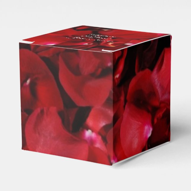 Caja Para Regalos pétalos de rosa rojo horizontales (Costado Anverso)
