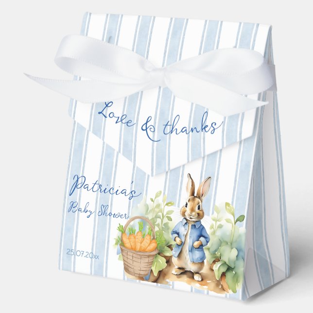 Caja Para Regalos Peter rabbit dusty blue baby shower monogrammed (Anverso)