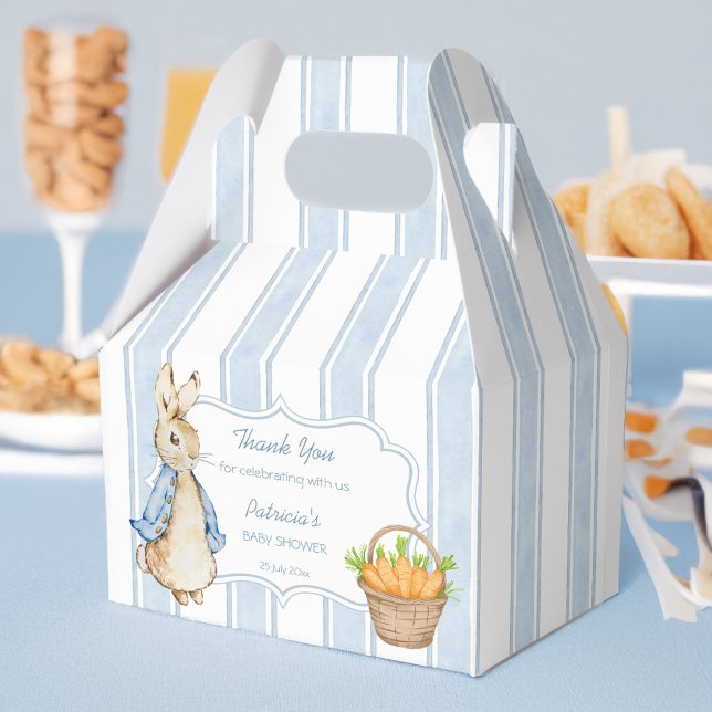 Caja Para Regalos Peter rabbit polvorientos rayas azules bebé favore (Peter rabbit retro dusty blue stripes boy baby shower favors personalized favor boxes)