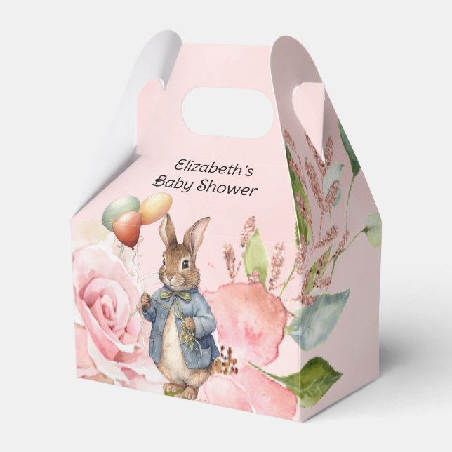 Caja Para Regalos Peter Rabbit Watercolor Chica Baby Shower (Front Side)