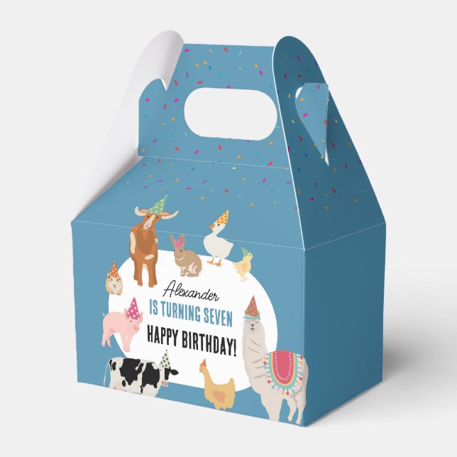 Caja Para Regalos Petting Zoo Party Animals Barnyard Birthday Boy (Front Side)
