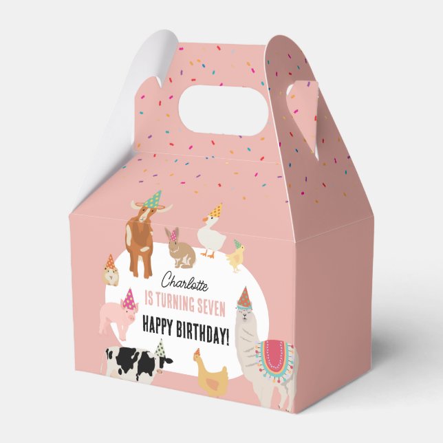 Caja Para Regalos Petting Zoo Party Animals Barnyard Birthday Girl (Front Side)