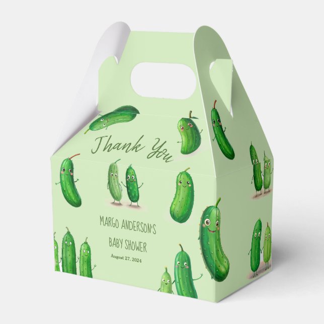 Caja Para Regalos Pickles Cucumber Green Whimsical Baby Shower (Front Side)