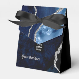 Caja Para Regalos Piedra preciosa de Ágata Navy y Plata