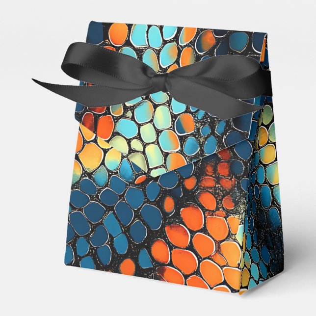 Caja Para Regalos Piel de serpiente azul, amarillo y Naranja (Front Side)