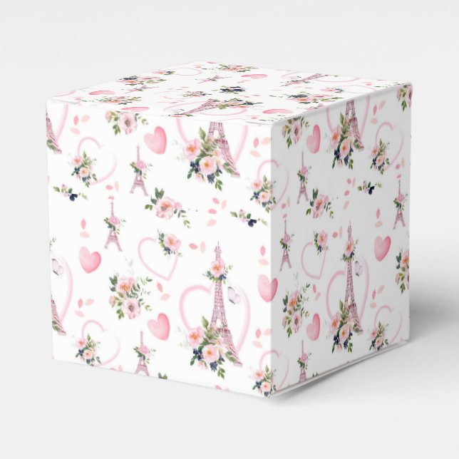 Caja Para Regalos Pillow rosa floral París (Costado Anverso)