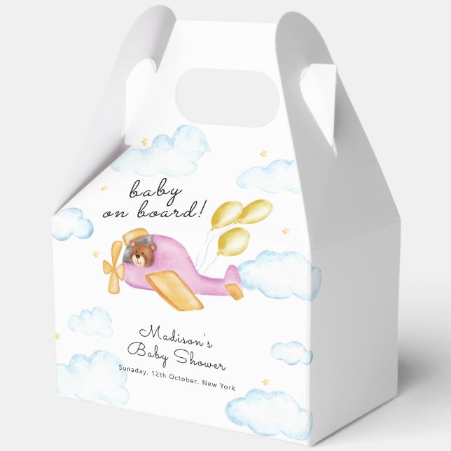 Caja Para Regalos Pilot Teddy Bear Balloon Airplane Baby Shower  (Anverso)