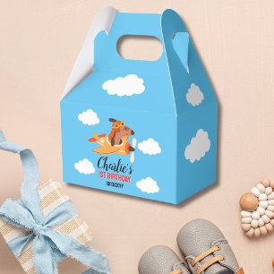 Caja Para Regalos Piloto de perro volando avión,Cumpleaños azul de n