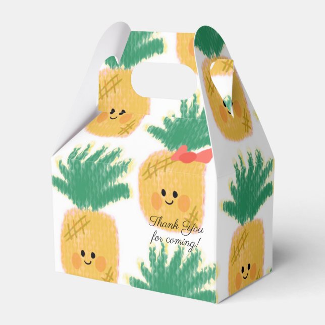 Caja Para Regalos Piña con lazo cumpleaños lindo (Front Side)