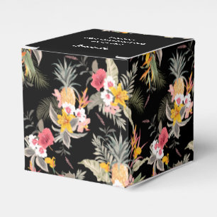 Caja Para Regalos Piña Floral en Cuadrado Negro