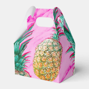 Caja Para Regalos Piñas Tropicales & Mármol Rosa Moderno Colorido