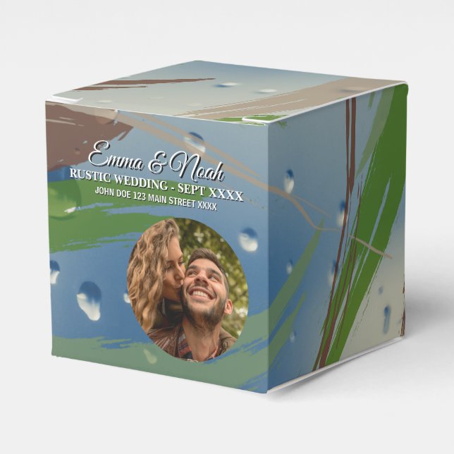 Caja Para Regalos Pinceles verdes, marrones y beiges (Costado Anverso)