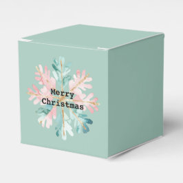 Caja Para Regalos Pine Mint Snowflake Feliz Navidad
