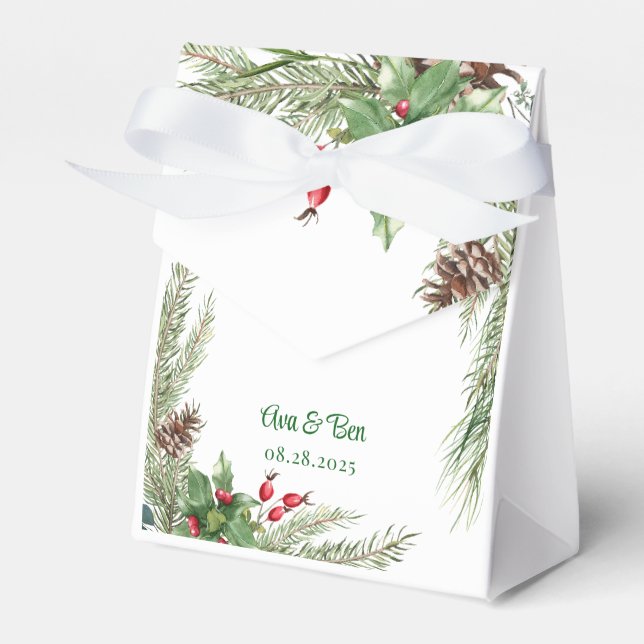 Caja Para Regalos Pine Needles Red Berry Boda (Front Side)