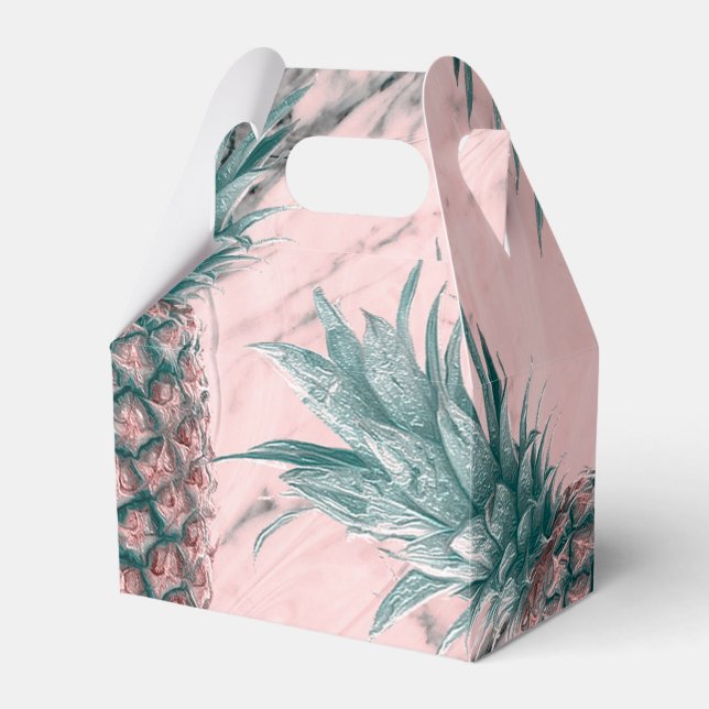 Caja Para Regalos Pineapple & Pink Marble Swirl Moda tropical modern (Front Side)