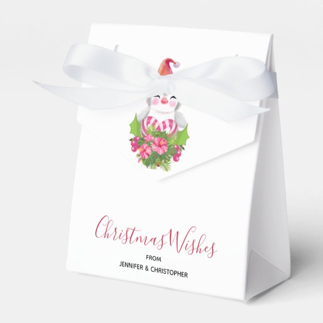 Caja Para Regalos Pingüino de Navidades burdos en Santa Hat (Front Side)