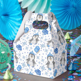 Caja Para Regalos Pingüino de patinaje sobre hielo de Navidades azul
