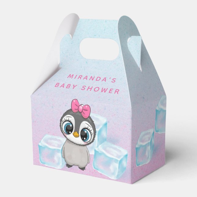 Caja Para Regalos Pingüino lindo con ojos grandes Hielo niña ducha (Front Side)