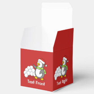 Caja Para Regalos Pingüino navidad con bolas de nieve ondeando