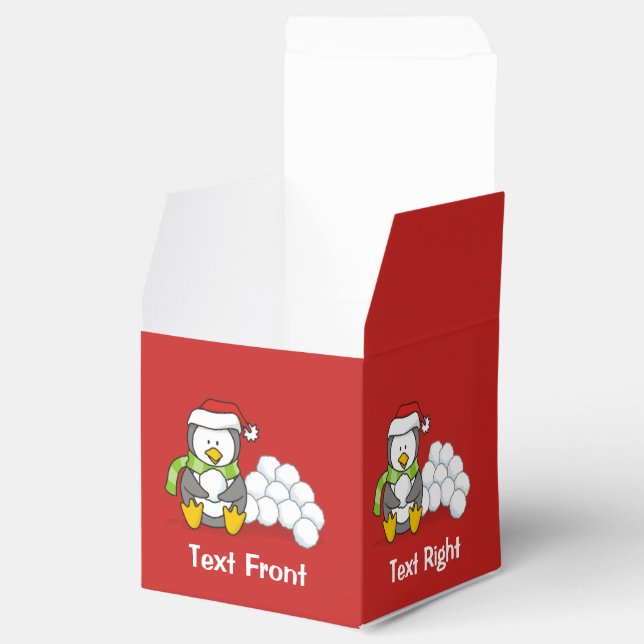 Caja Para Regalos Pingüino navidad sentado con bolas de nieve (Abierto)
