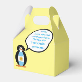 Caja Para Regalos Pingüino Señora Hablando Bandera Argentina 