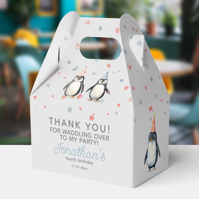 Caja Para Regalos Pingüinos fiestas, acuarela, cumpleaños de niños (Subido por el creador)