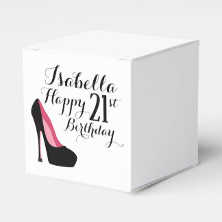 Caja Para Regalos Pink and Black Stiletto Happy Birday