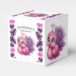 Caja Para Regalos Pink and Purple Baby Peacock Baby Shower