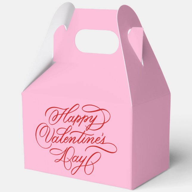 Caja Para Regalos Pink and Red Valentines Day Calligraphy (Anverso)