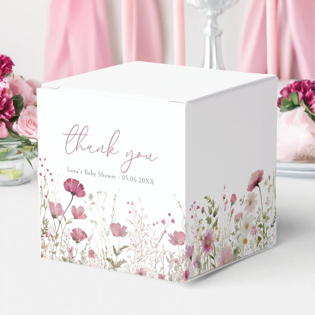 Caja Para Regalos Pink Baby In Bloom Floral Wildflower Baby Shower (Subido por el creador)