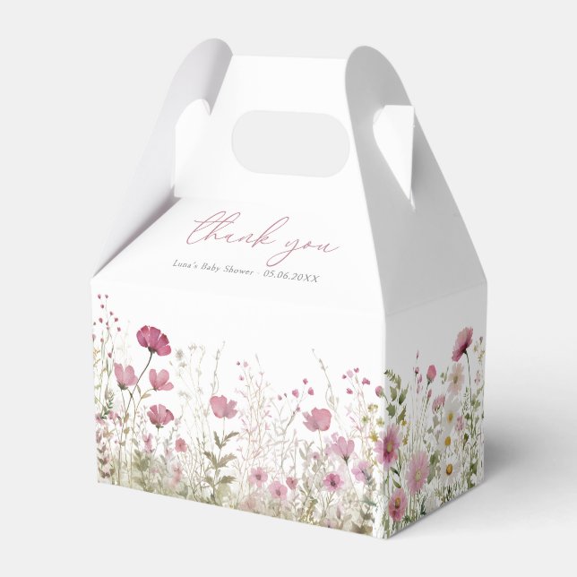 Caja Para Regalos Pink Baby In Bloom Wildflower Baby Shower Gable (Front Side)