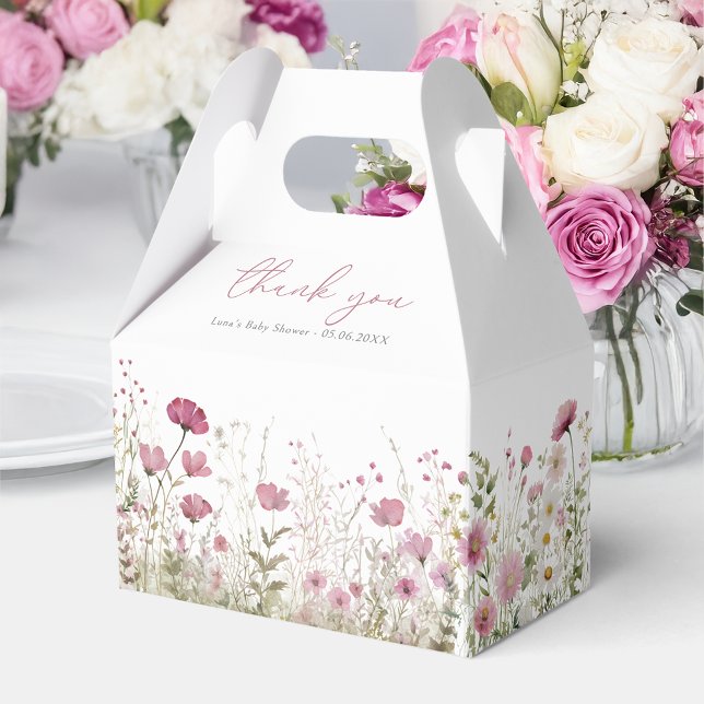 Caja Para Regalos Pink Baby In Bloom Wildflower Baby Shower Gable (Subido por el creador)