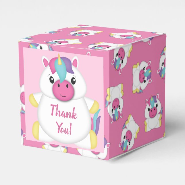 Caja Para Regalos Pink Baby Shower de Unicorn (Costado Anverso)