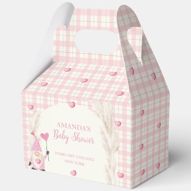 Caja Para Regalos Pink Boho Arch Gingham Baby Shower (Reverso )