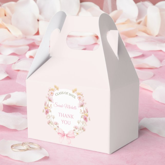Caja Para Regalos Pink Boho Wildflowers Graduation Party (Boda)