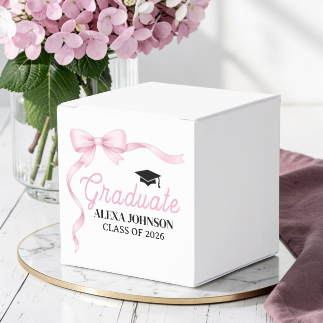 Caja Para Regalos Pink Bow Class Of 2026 Graduation Party (Subido por el creador)