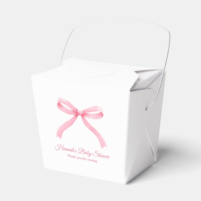 Caja Para Regalos Pink Bow Classic Girly Coquette Baby Shower (Front Side)