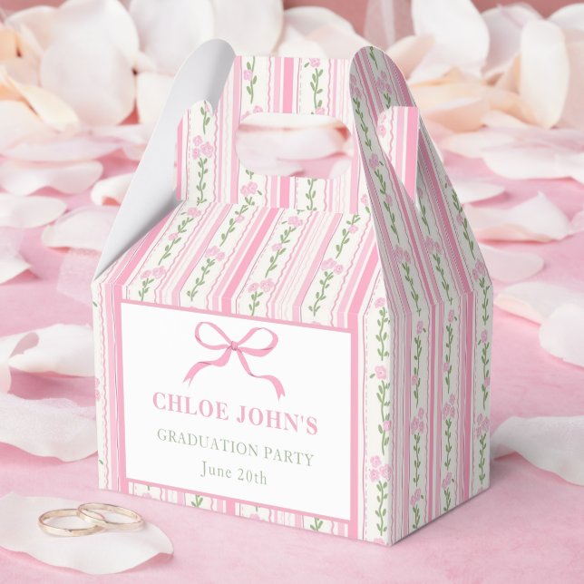Caja Para Regalos Pink Bow Floral Graduation (Boda)