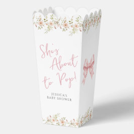 Caja Para Regalos Pink Bow Floral Shes About to Pop Baby Popcorn