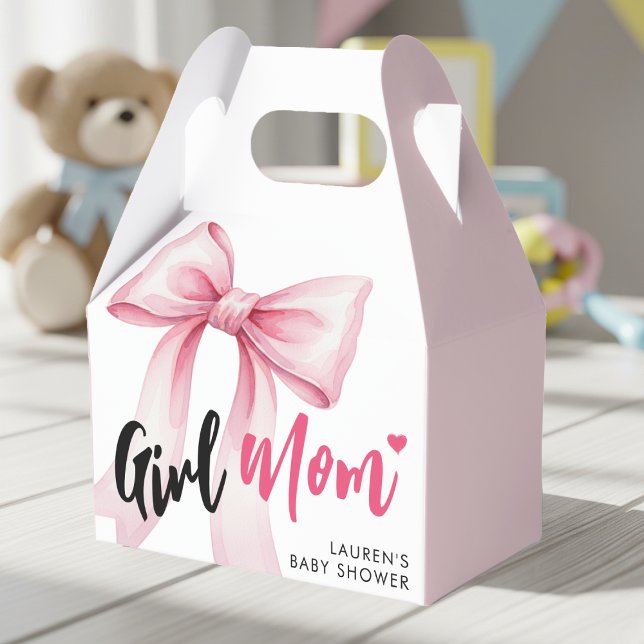 Caja Para Regalos Pink Bow Girl Mom Ribbon Cute Baby Shower (Subido por el creador)