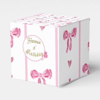 Caja Para Regalos Pink Bow Vertical Stripe -coqueta preppy cumpleaño