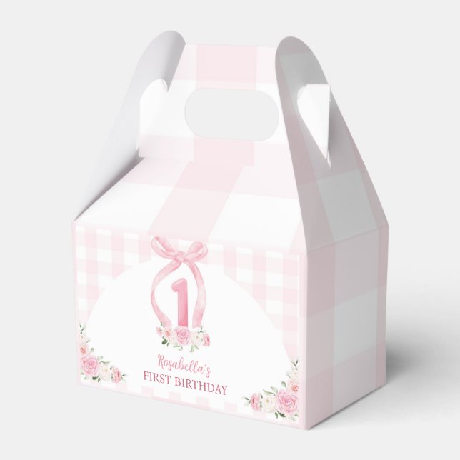 Caja Para Regalos Pink Bows Coquette Birthday Favor Box (Front Side)