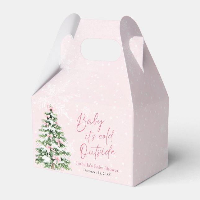 Caja Para Regalos Pink Bows Girl Baby It's Cold Outside Baby Shower (Front Side)
