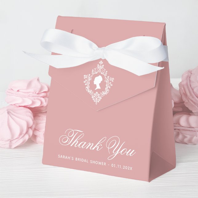 Caja Para Regalos Pink Bridal Shower Regency Lady & Crest Dusty Rose (Subido por el creador)