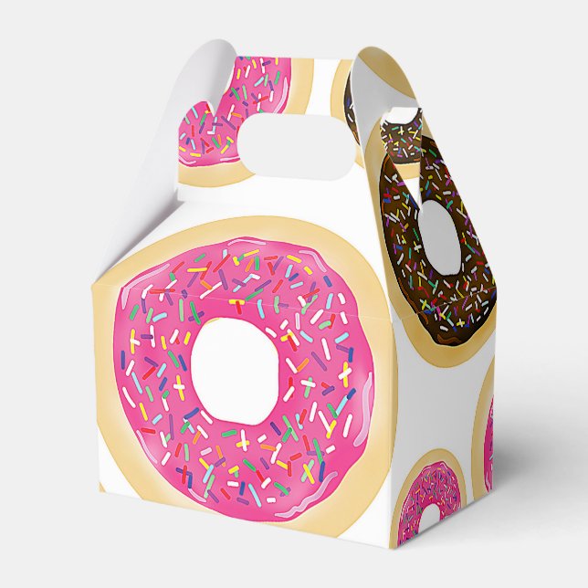 Caja Para Regalos Pink & Brown Sprinkle Donuts Modern Birthday Party (Front Side)