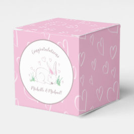 Caja Para Regalos Pink Bunny Baby Shower Woodland Watercolor