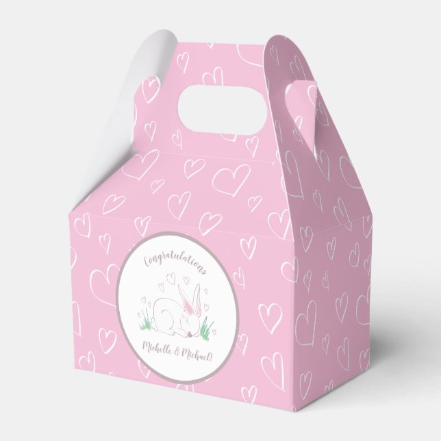 Caja Para Regalos Pink Bunny Baby Shower Woodland Watercolor (Front Side)