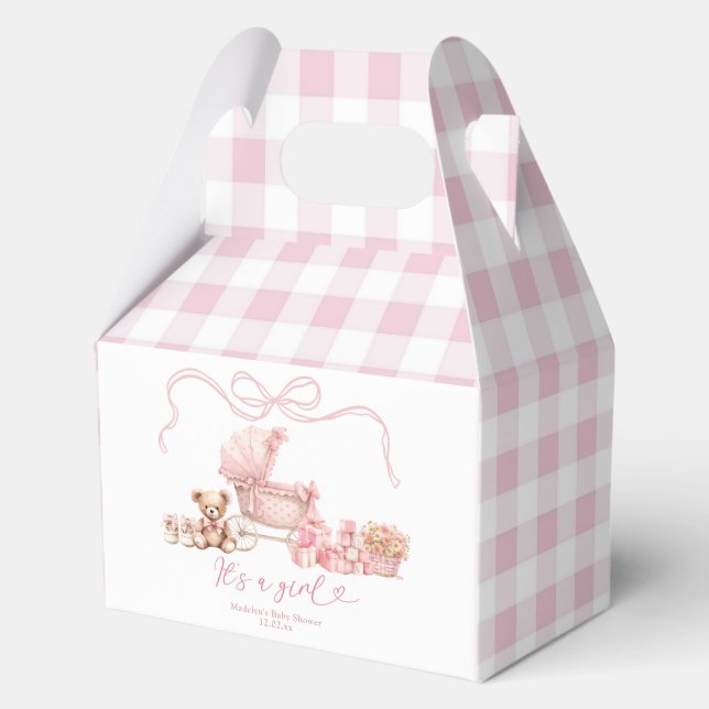 Caja Para Regalos Pink Coquette Baby Carriage Boy Baby Shower Favor (Anverso)