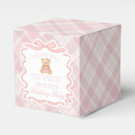 Caja Para Regalos Pink Coquette Bow Bear Girl Birthday Favor Box